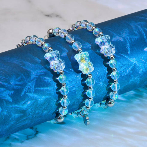 Einhorn Weiß | Silber | Doppelt schimmerndes Bärenarmband