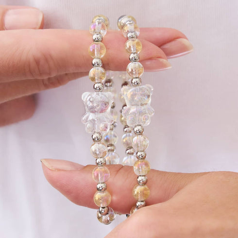 Einhorn Weiß | Silber | Schimmerndes Bärenarmband