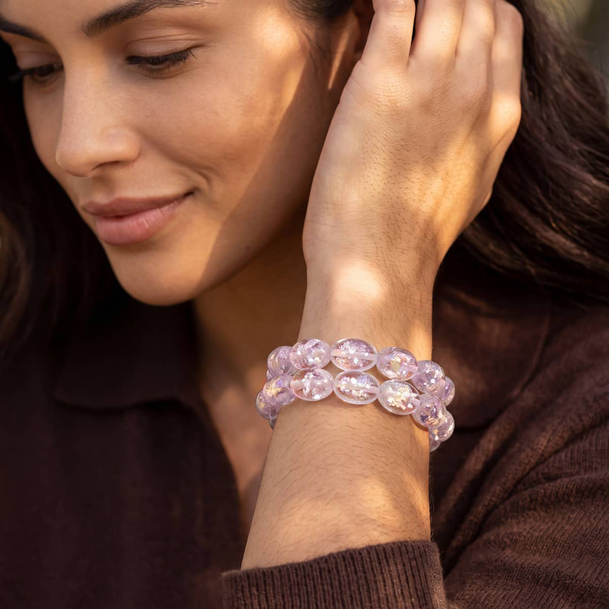 Pink Pony Club | 925 Sterling Silber | Feuerwerk Glaskiesel Armband