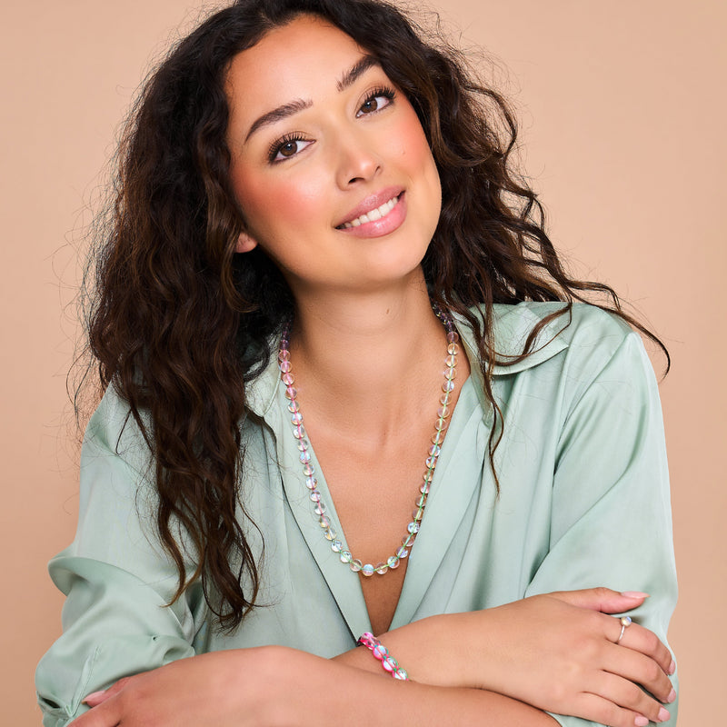 Regenbogen-Supernova | Silber | Galaxie-Glas-Knotenkette