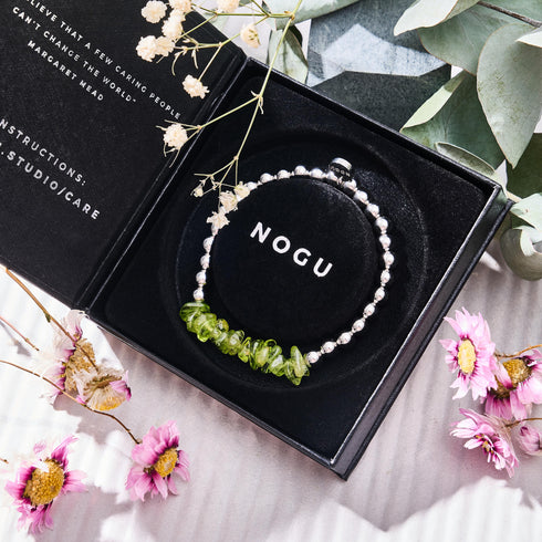 Olivin | Silber | Armband mit ungeschliffenem Edelstein