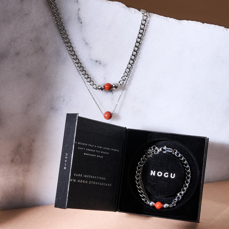 Roter Jaspis x Silber | Edelsteinkette