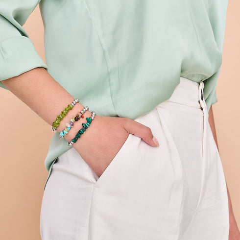 Olivin | Silber | Armband mit ungeschliffenem Edelstein