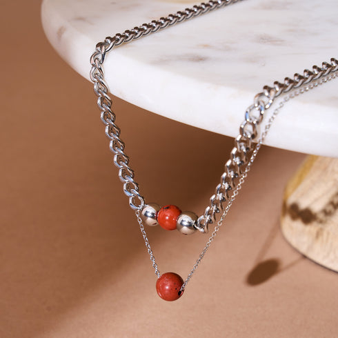 Roter Jaspis x Silber | Edelsteinkette