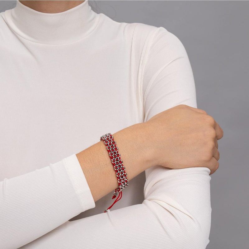 Rote Panda-Glieder | Original Kismet Armband | Rot x Silber