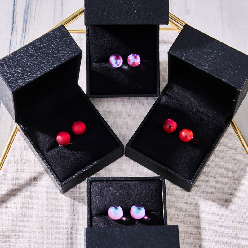 Kosmisches Lila | 925 Sterling Silber | Galaxie Glas Ohrstecker