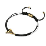 Schwarzes Makramee-Armband mit Haifischzahn von Lauren Howe | 925er Sterlinggold Vermeil | Schwarzer Kristall