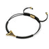 Schwarzes Makramee-Armband mit Haifischzahn von Lauren Howe | 925er Sterlinggold Vermeil | Schwarzer Kristall