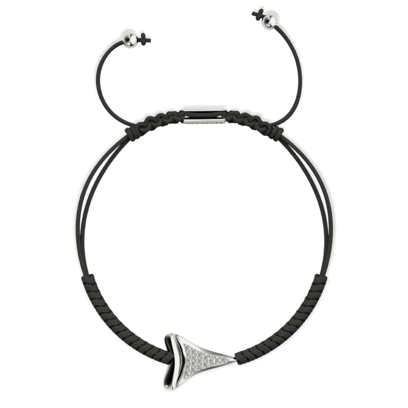 Schwarzes Makramee-Armband mit Haifischzahn von Lauren Howe | 925er Sterlingsilber | Kristall