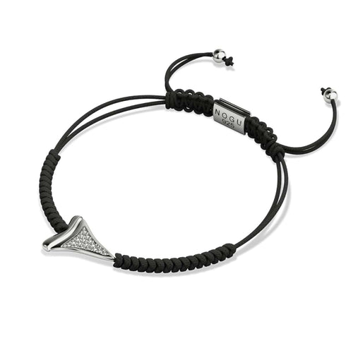 Schwarzes Makramee-Armband mit Haifischzahn von Lauren Howe | 925er Sterlingsilber | Kristall