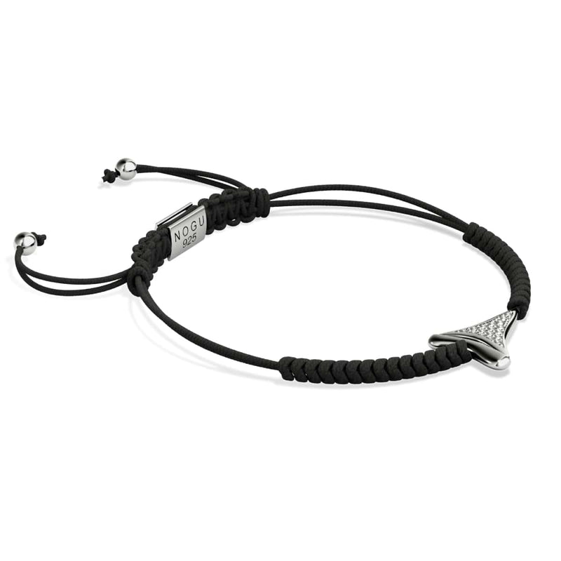 Schwarzes Makramee-Armband mit Haifischzahn von Lauren Howe | 925er Sterlingsilber | Kristall