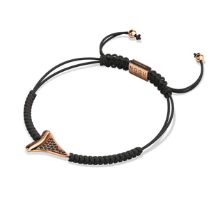 Schwarzes Makramee-Armband mit Haifischzahn von Lauren Howe | 925er Sterlingsilber, Roségold Vermeil | Schwarzer Kristall