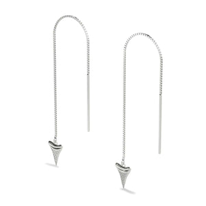Haifischzahn-Ketten-Tropfen-Einfädler-Ohrringe von Lauren Howe | 925er Sterlingsilber | Kristall