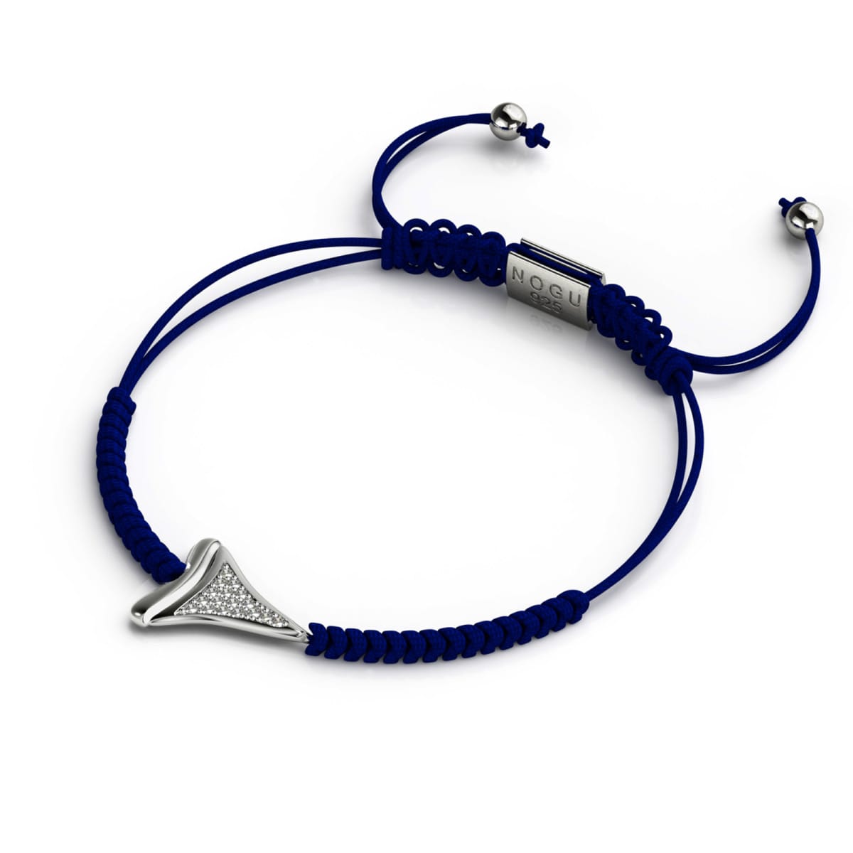 Haifischzahn-Marineblaues Makramee-Armband von Lauren Howe | 925er Sterlingsilber | Kristall