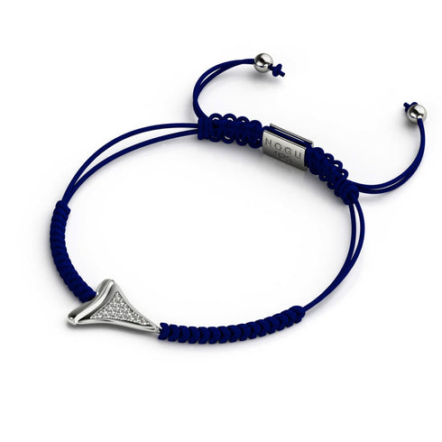 Haifischzahn-Marineblaues Makramee-Armband von Lauren Howe | 925er Sterlingsilber | Kristall