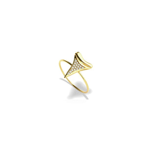 Haifischzahnring von Lauren Howe | 925er Sterlinggold Vermeil | Kristall