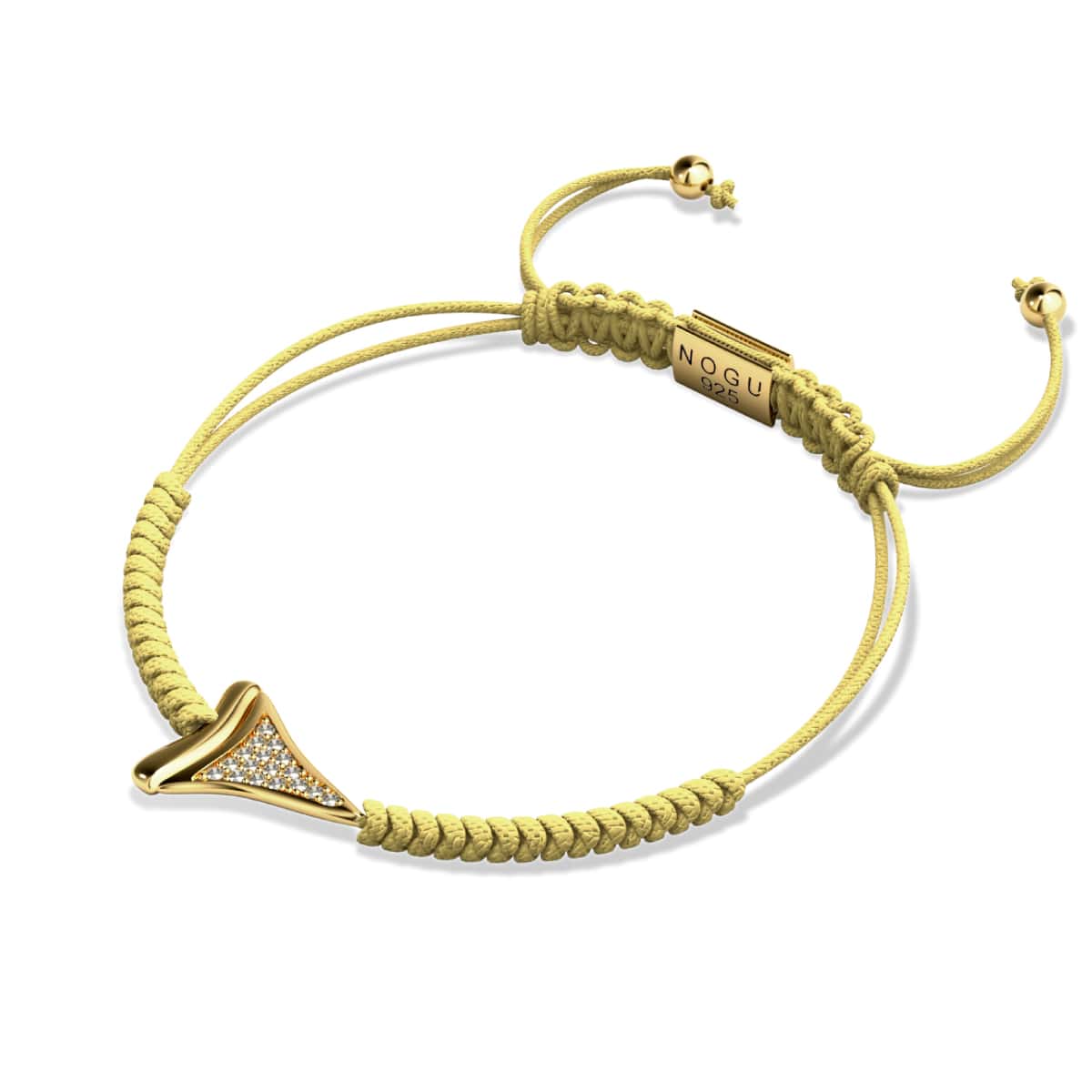 Haifischzahn-Sand-Makramee-Armband von Lauren Howe | 925er Sterlinggold Vermeil | Kristall