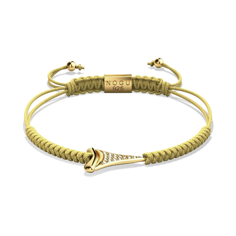 Haifischzahn-Sand-Makramee-Armband von Lauren Howe | 925er Sterlinggold Vermeil | Kristall