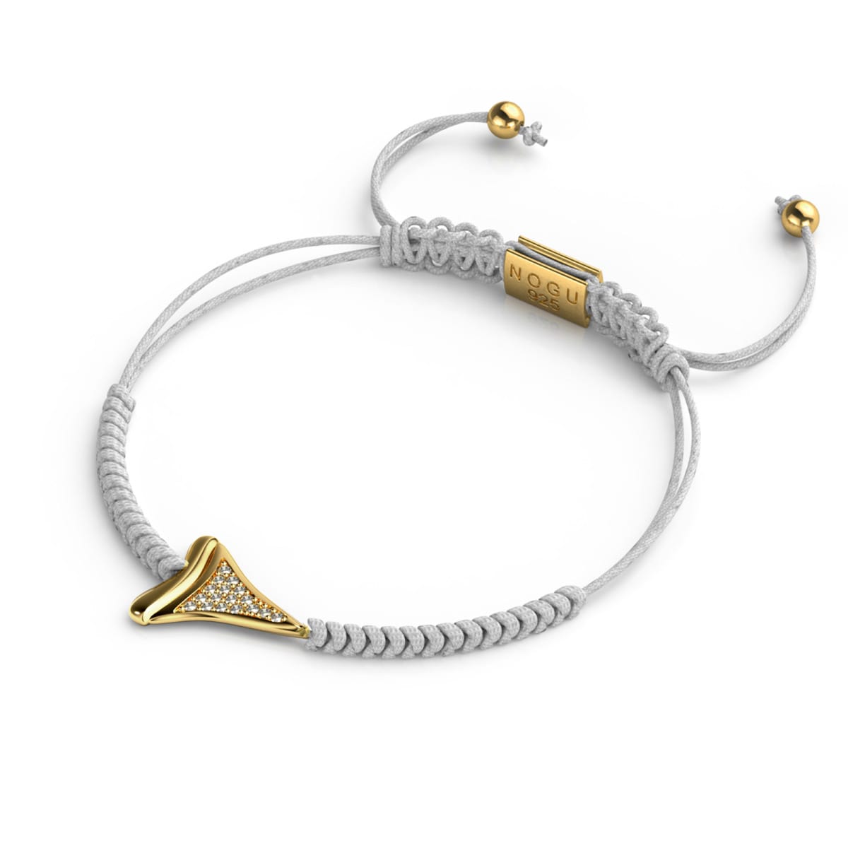 Weißes Makramee-Armband mit Haifischzahn von Lauren Howe | 925er Sterlingsilber, Gold Vermeil | Kristall