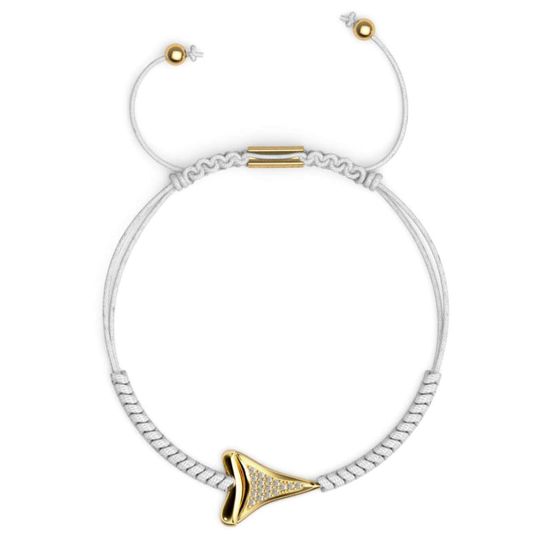 Weißes Makramee-Armband mit Haifischzahn von Lauren Howe | 925er Sterlingsilber, Gold Vermeil | Kristall