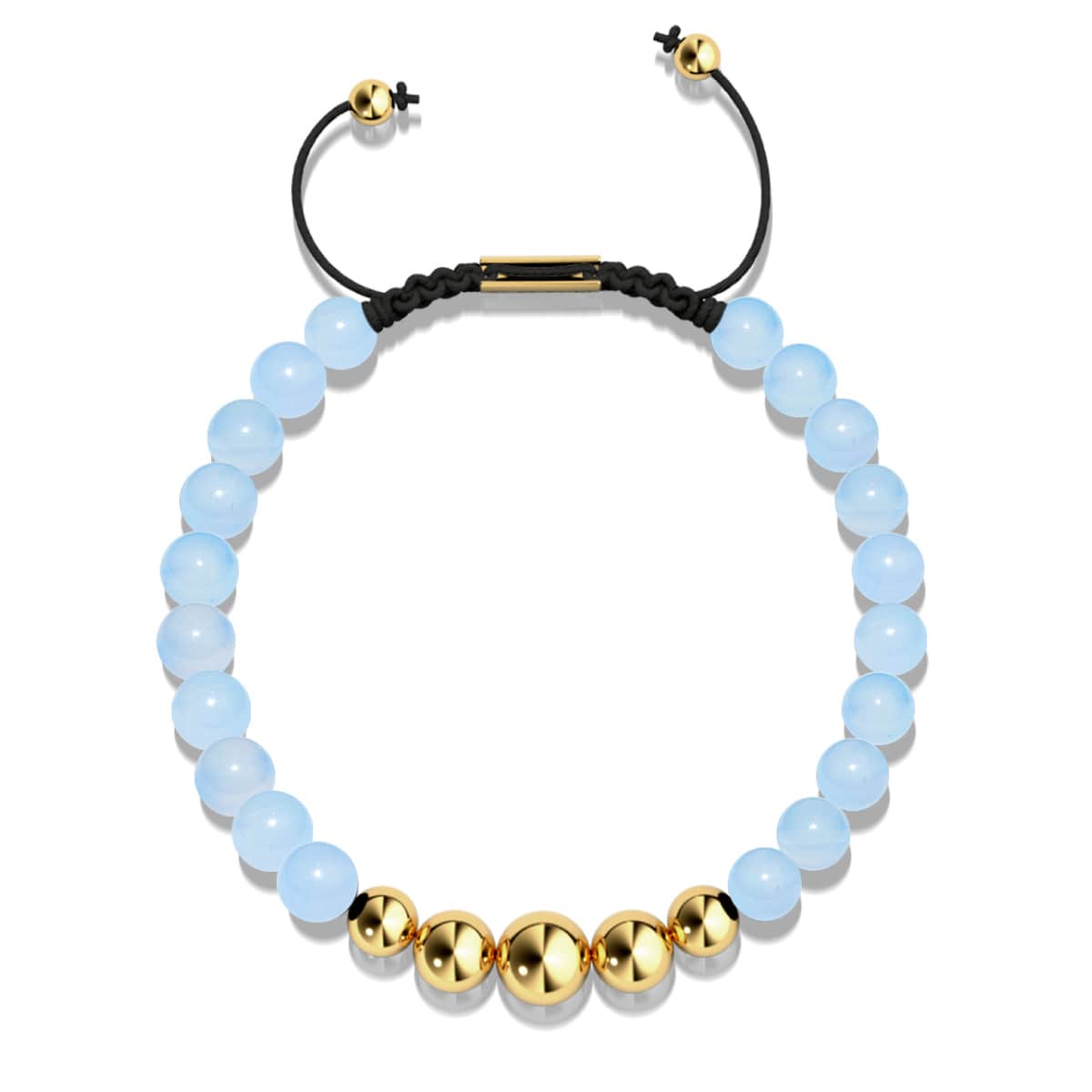 Aquamarin | Gold | Balance Edelstein Makramee Armband