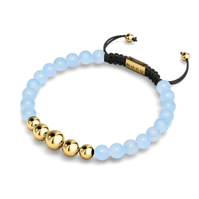 Aquamarin | Gold | Balance Edelstein Makramee Armband