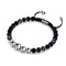 Schwarzer Linienachat | Silber | Balance Edelstein Makramee Armband