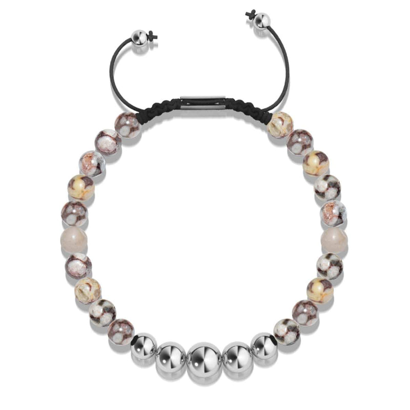 Brauner Linienachat | Silber | Balance Edelstein Makramee Armband