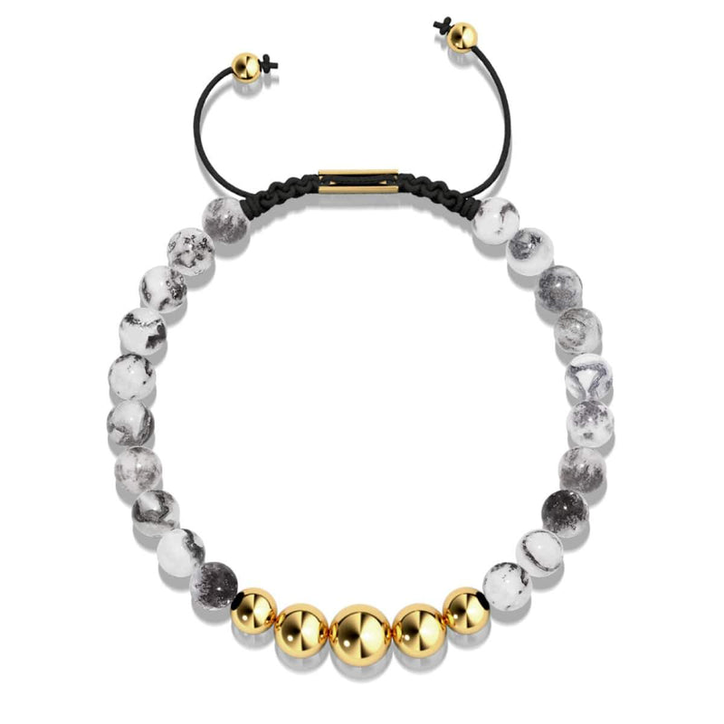 Dalmatiner-Jade | Gold | Balance-Edelstein-Makramee-Armband