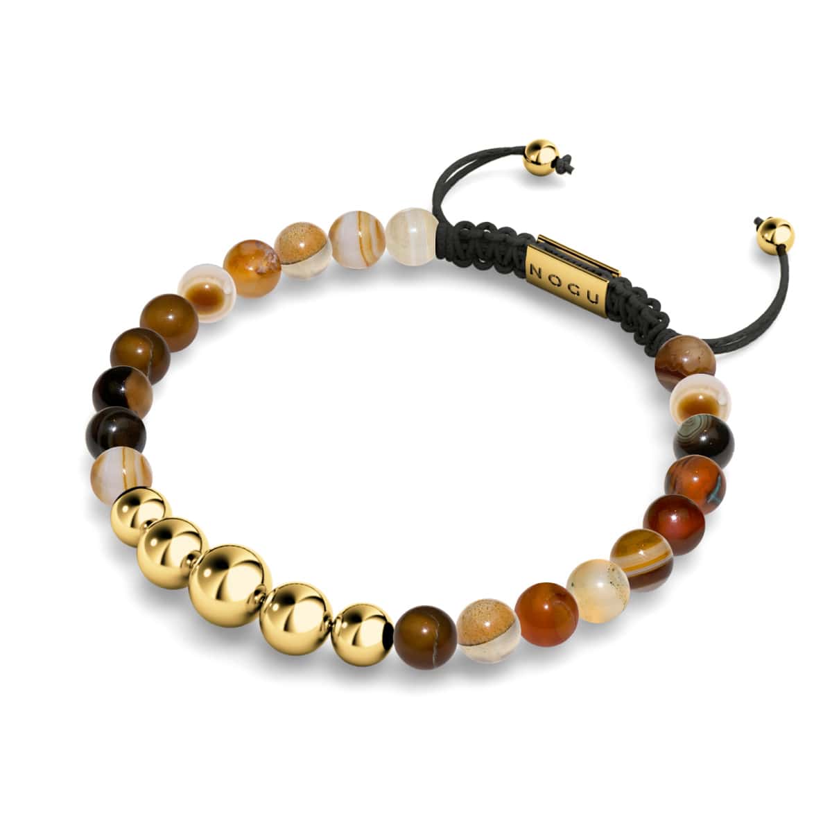 Grauer Linienachat | Gold | Balance Edelstein Makramee Armband