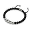 Mattschwarzer Achat | Silber | Balance Edelstein Makramee Armband