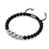 Mattschwarzer Achat | Silber | Balance Edelstein Makramee Armband