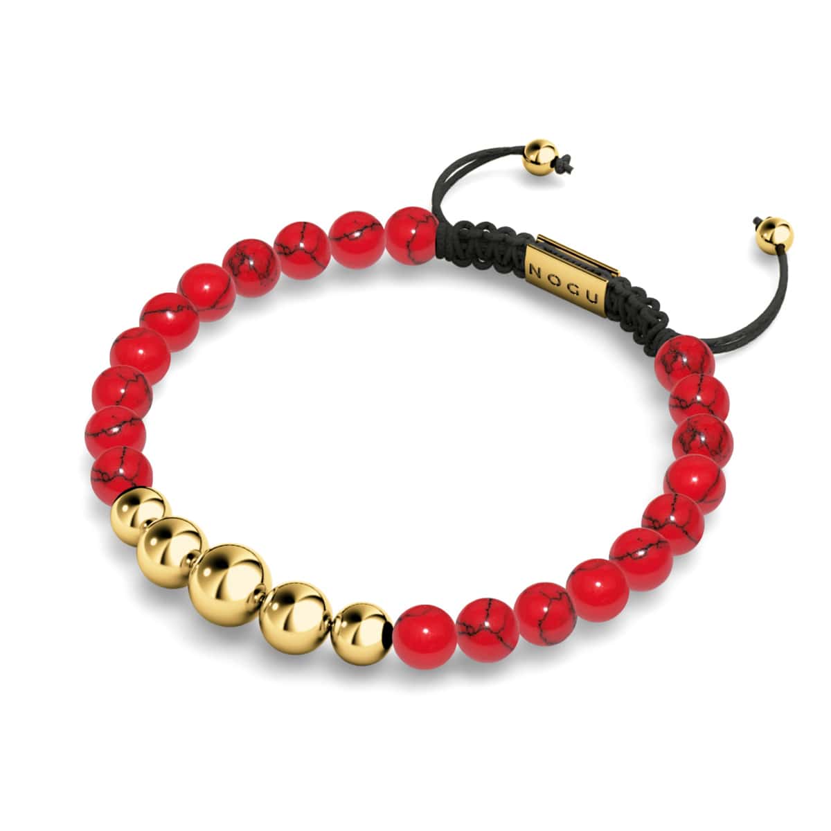 Roter Türkis | Gold | Balance Edelstein Makramee Armband