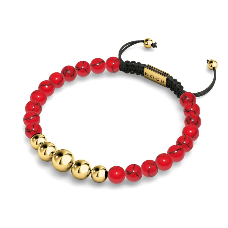 Roter Türkis | Gold | Balance Edelstein Makramee Armband