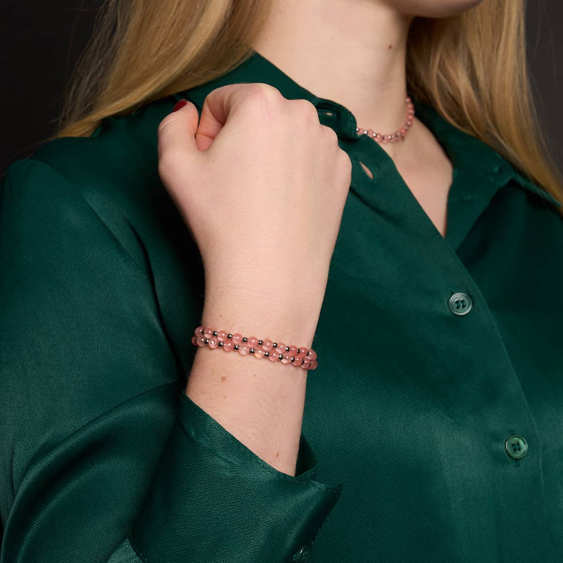 Wassermelonenquarz x Weißgold | Boho Edelstein Wrap