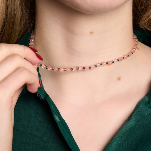 Wassermelonenquarz x Weißgold | Boho Edelstein Wrap