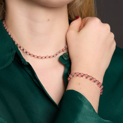 Wassermelonenquarz x Weißgold | Boho Edelstein Wrap