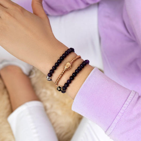 Vergoldeter Buddha | 18 Karat Roségold | Rosa | Makramee Charmballa Armband