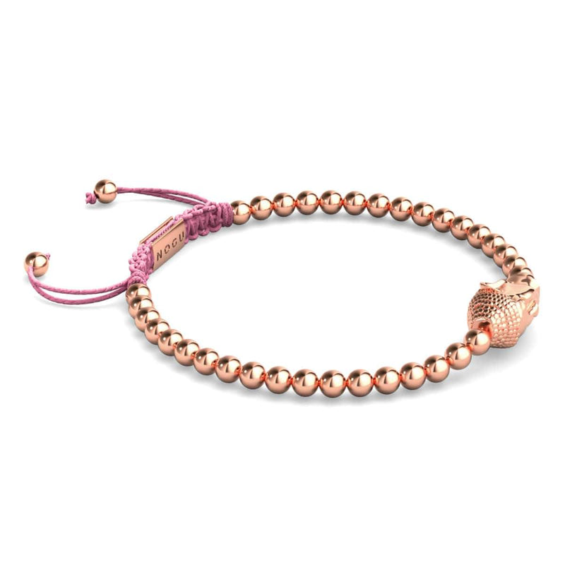 Vergoldeter Buddha | 18 Karat Roségold | Rosa | Makramee Charmballa Armband