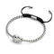 Vergoldeter Buddha | Silber | Schwarz | Makramee Charmballa Armband
