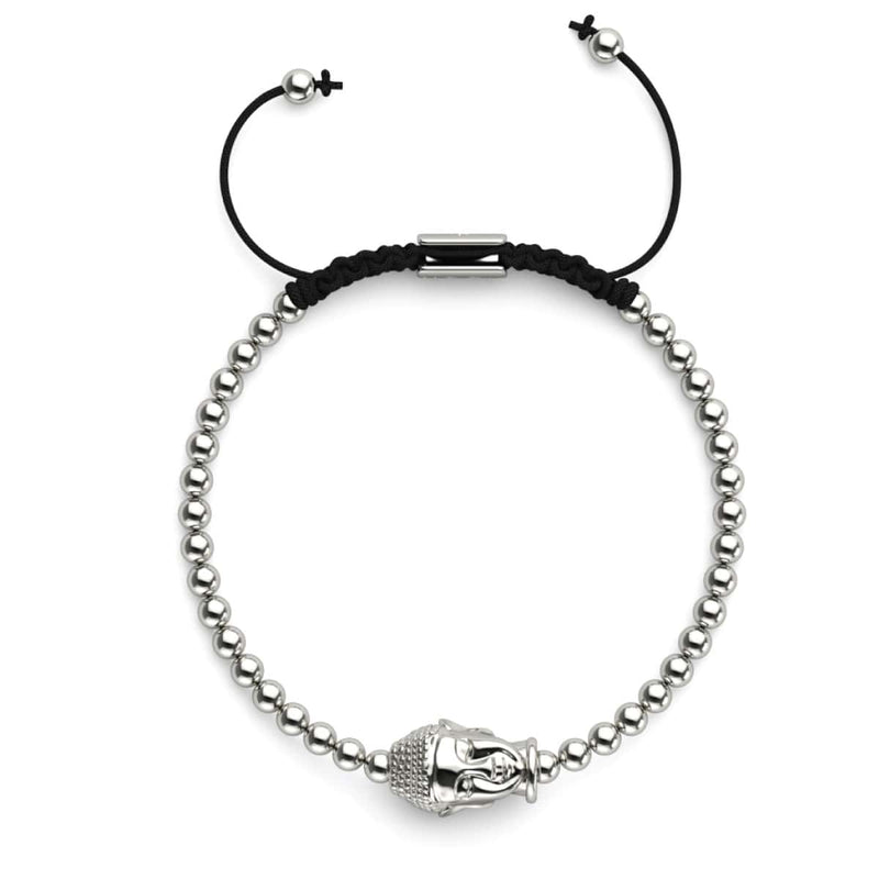 Vergoldeter Buddha | Silber | Schwarz | Makramee Charmballa Armband