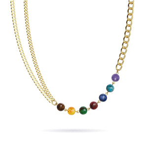 Regenbogenchakra | Halskette mit 7 Edelsteinen | Gold