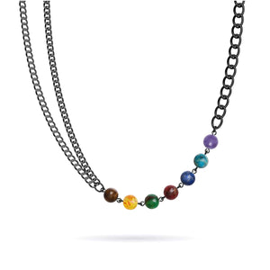 Regenbogenchakra | Halskette mit 7 Edelsteinen | Rotguss