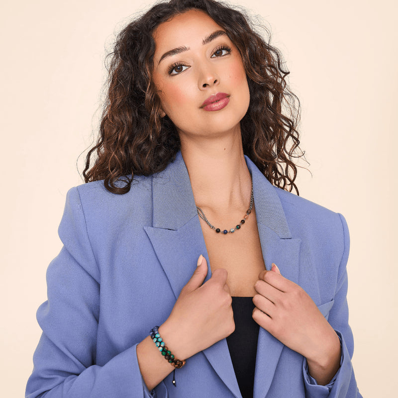 Regenbogen-Chakra | Halskette mit 7 Edelsteinen | Silber