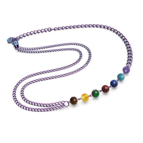 Regenbogenchakra | 7 Edelsteinkette | Einhorn Silber