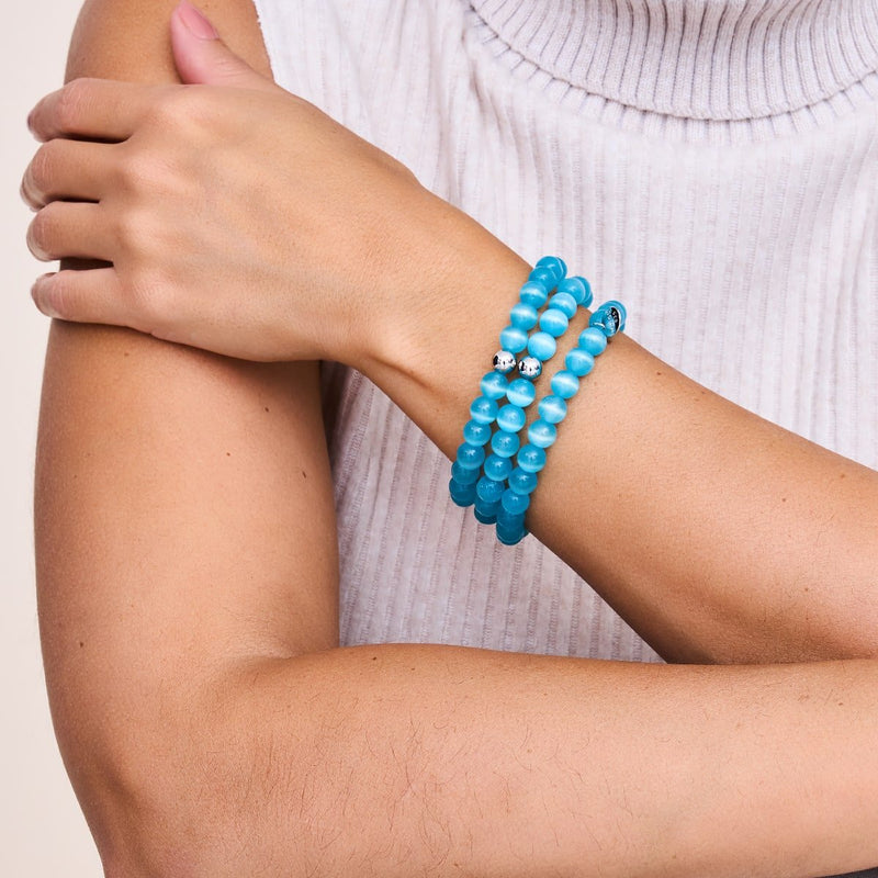 Aquamarin | 925er Sterlingsilber | Cheshire-Glas-Armband