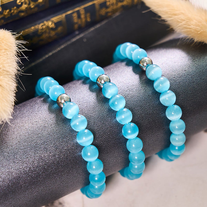 Aquamarin | 925er Sterlingsilber | Cheshire-Glas-Armband