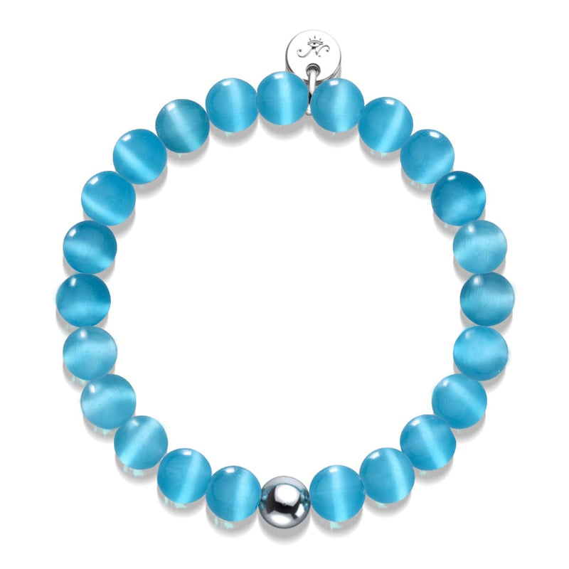 Aquamarin | 925er Sterlingsilber | Cheshire-Glas-Armband
