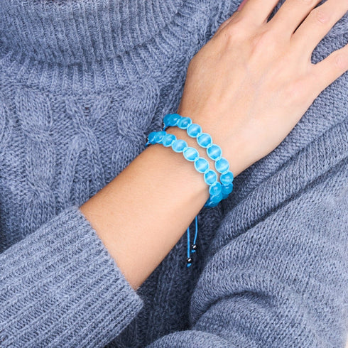 Aquamarin | Silber | Cheshire-Glas Charmballa-Armband
