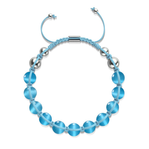 Aquamarin | Silber | Cheshire-Glas Charmballa-Armband